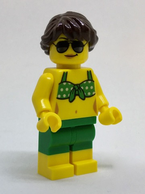 LEGO Minifigure-Beachgoer - Green Bikini Top and Shorts-Town / City-cty763-Creative Brick Builders